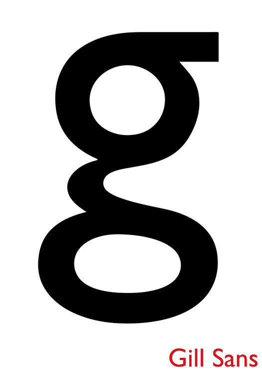 lower case g - Gill Sans